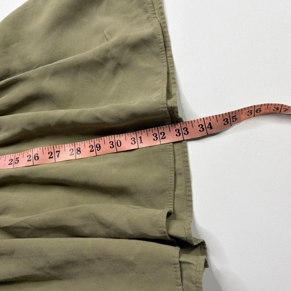 Zara Drop Waist Ruffle Hem Shirt Dress Girls 13-14 Olive Green Long Sleeve